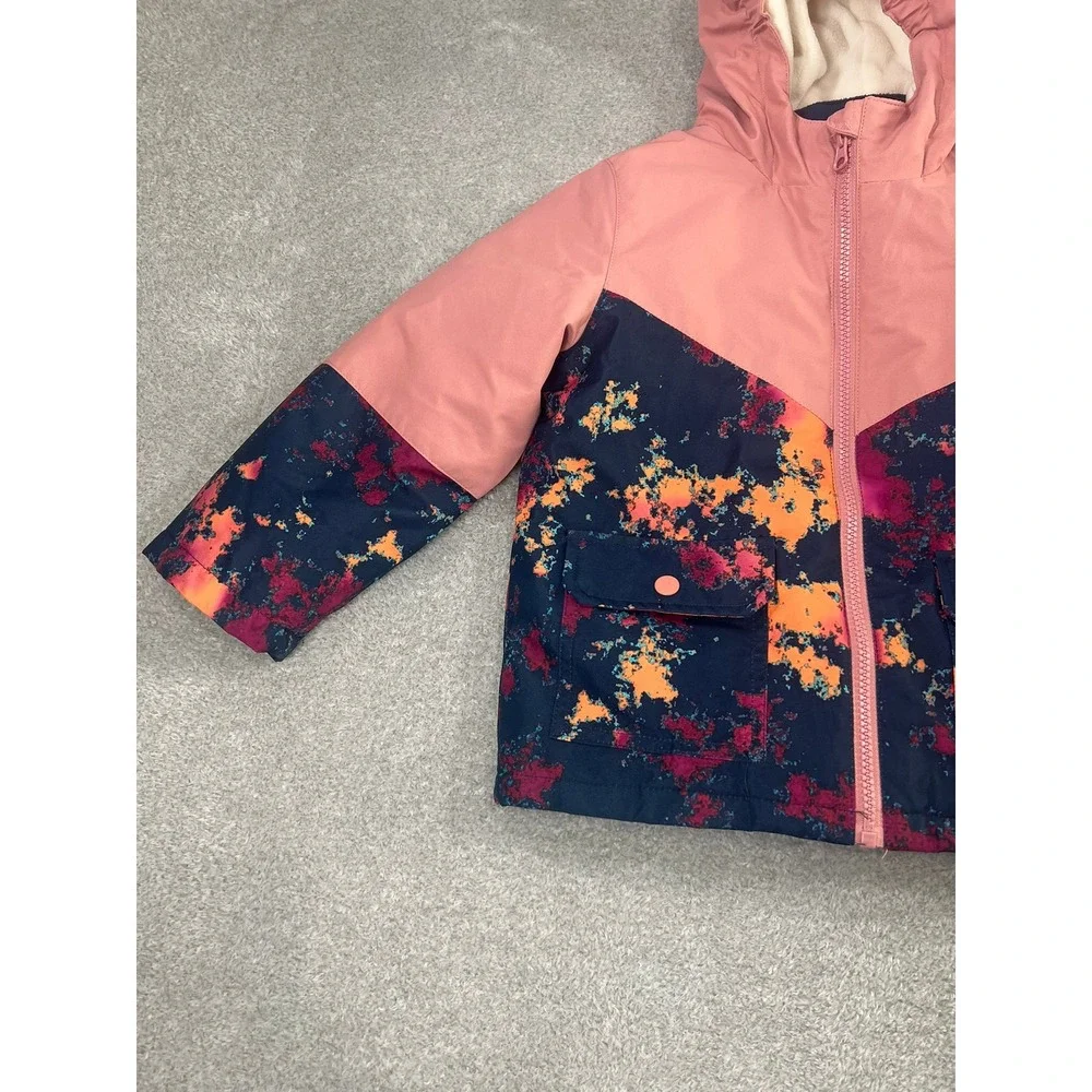 Swiss Tech Girls 4T 3-in-1 Systems Winter Jacket Pink Navy Abstract Fleece Liner